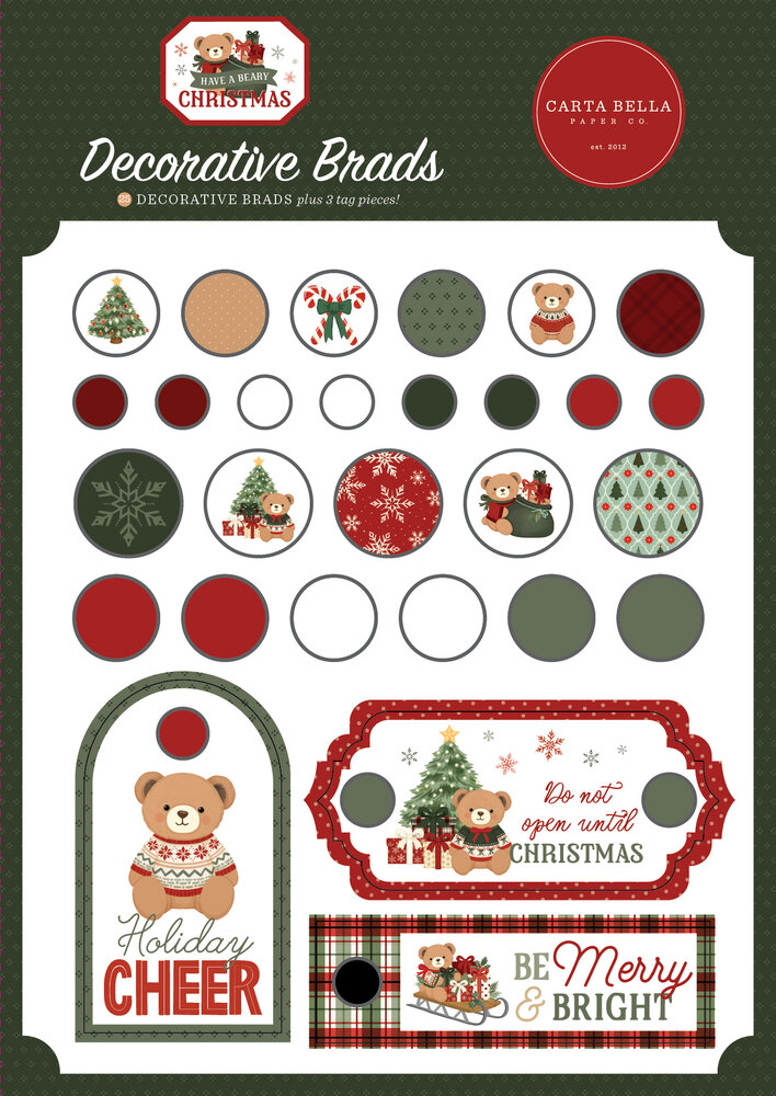 Carta Bella Have A Beary Christmas Decorative Brads (CBBC518020)