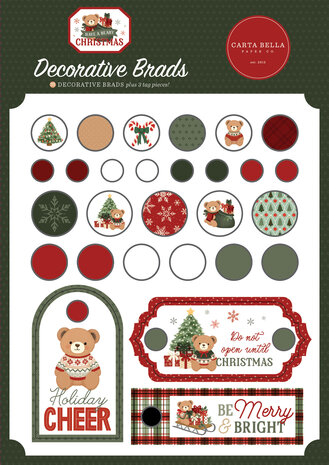 Carta Bella Have A Beary Christmas Decorative Brads (CBBC518020)
