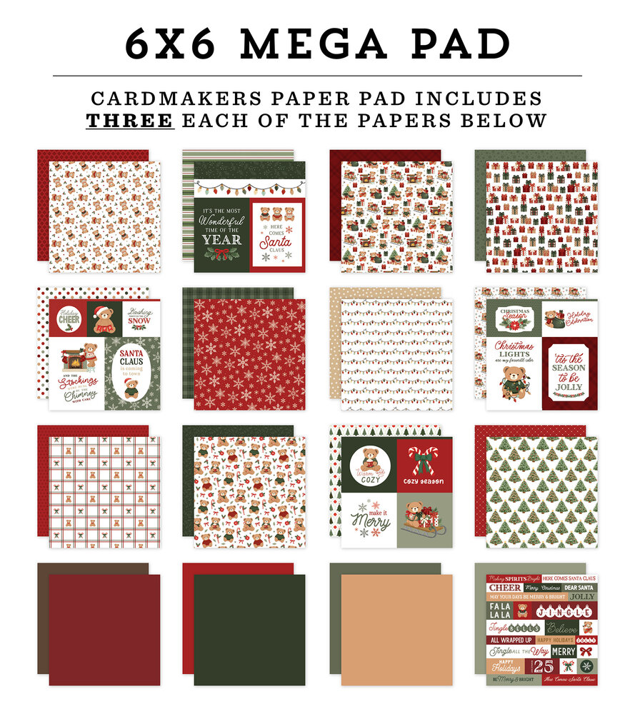 Carta Bella Have A Beary Christmas 6x6 Inch Cardmakers Mega Pad (CBBC518031) Carta Bella Have A Beary Christmas 6x6 Inch Cardmakers Mega Pad (CBBC518031)