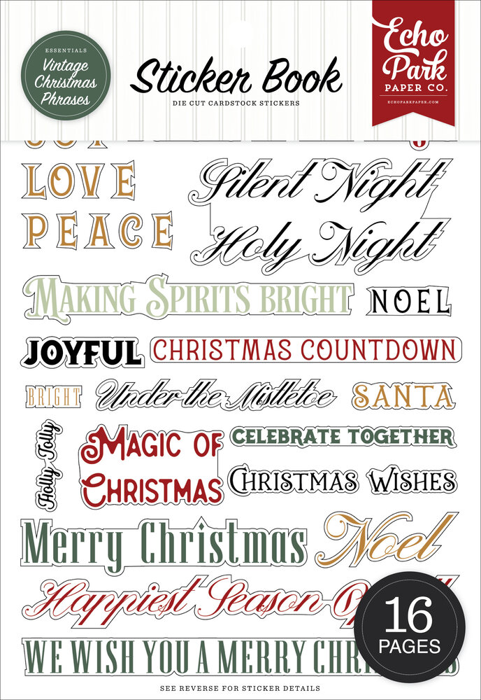 Echo Park Essentials Vintage Christmas Phrases Sticker Book (VCP531029)