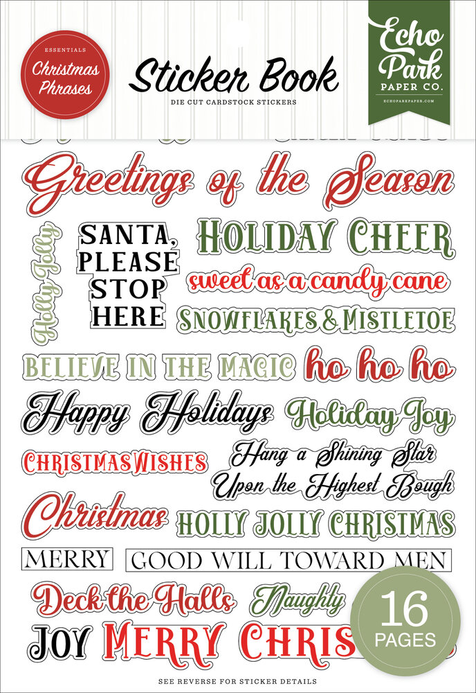 Echo Park Essentials Christmas Phrases Sticker Book (CP532029)