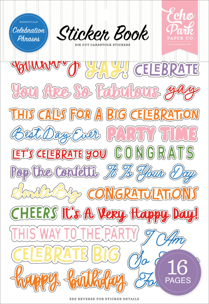 Echo Park Essentials Celebration Phrases Sticker Book (CEP533029)