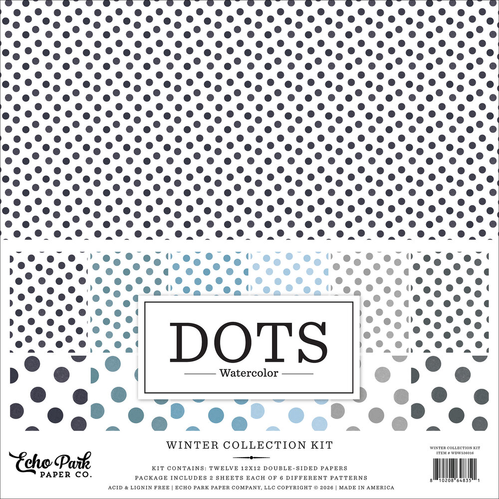 Echo Park Watercolor Polka Dots Winter 12x12 Inch Collection Kit (WDW536016) Echo Park Watercolor Polka Dots Winter 12x12 Inch Collection Kit (WDW536016)