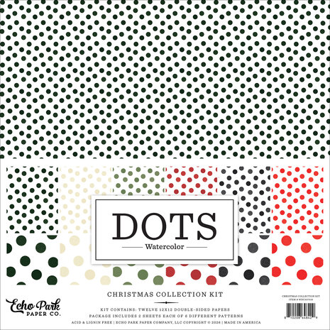 Echo Park Watercolor Polka Dots Christmas 12x12 Inch Collection Kit (WDC537016)