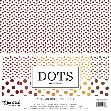 Echo Park Watercolor Polka Dots Autumn 12x12 Inch Collection Kit (WDA535016)