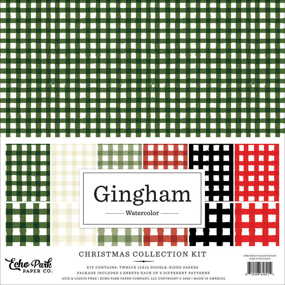 Echo Park Watercolor Gingham Christmas 12x12 Inch Collection Kit (WGC524016) Echo Park Watercolor Gingham Christmas 12x12 Inch Collection Kit (WGC524016)