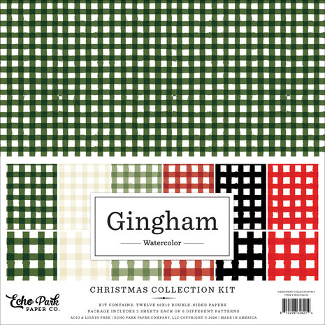 Echo Park Watercolor Gingham Christmas 12x12 Inch Collection Kit (WGC524016) Echo Park Watercolor Gingham Christmas 12x12 Inch Collection Kit (WGC524016)