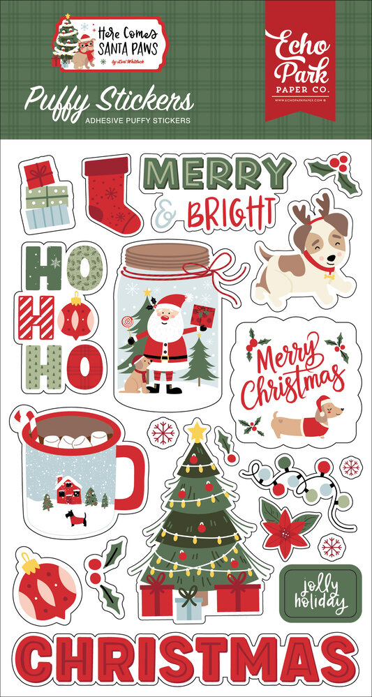 Echo Park Here Comes Santa Paws Puffy Stickers (HCSP517066)