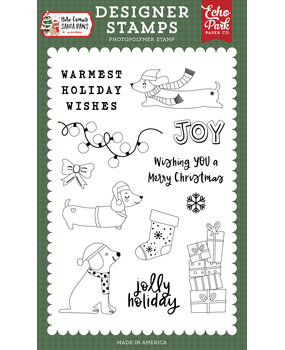 Echo Park Here Comes Santa Paws Designer Stamp Set Warmest Holiday Wishes (HCSP517045)