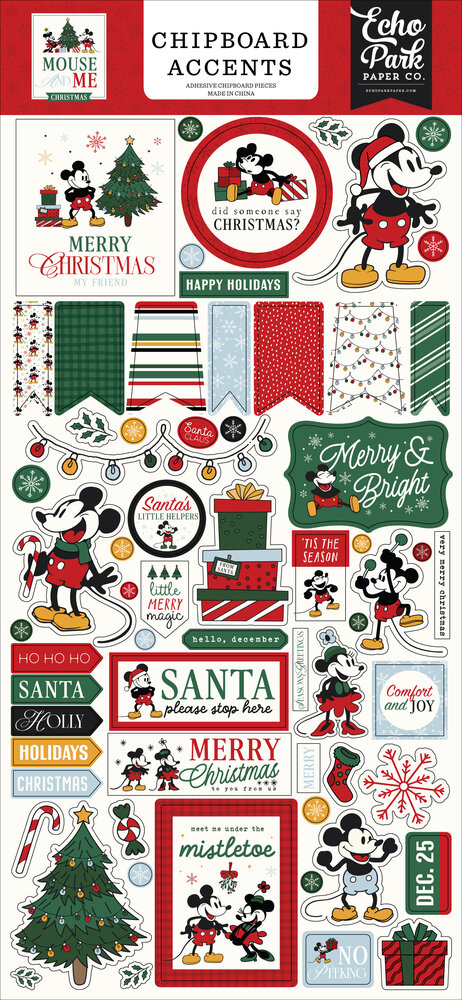 Echo Park Mouse And Me Christmas 6x13 Inch Chipboard Accents (MMC520021)