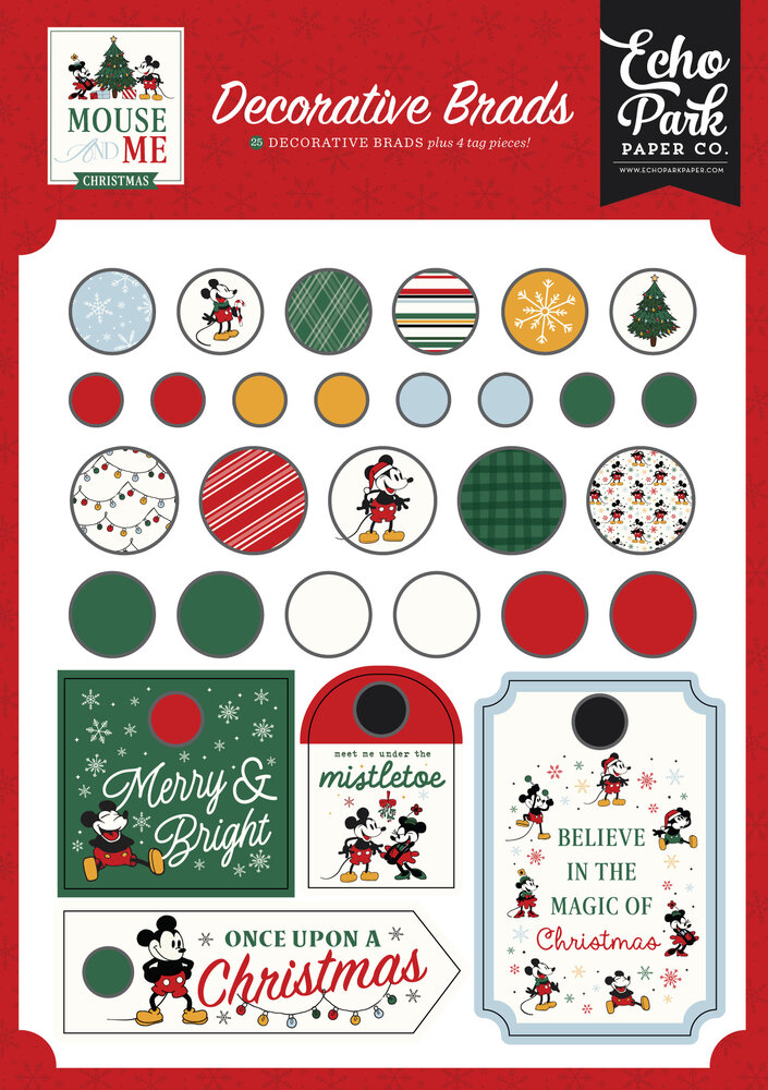 Echo Park Mouse And Me Christmas Decorative Brads (MMC520020)