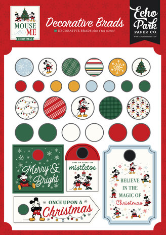 Echo Park Mouse And Me Christmas Decorative Brads (MMC520020)