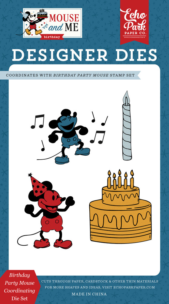 Echo Park Mouse And Me Birthday Coordinating Small Dies Birthday Party Mouse (MMB509043)