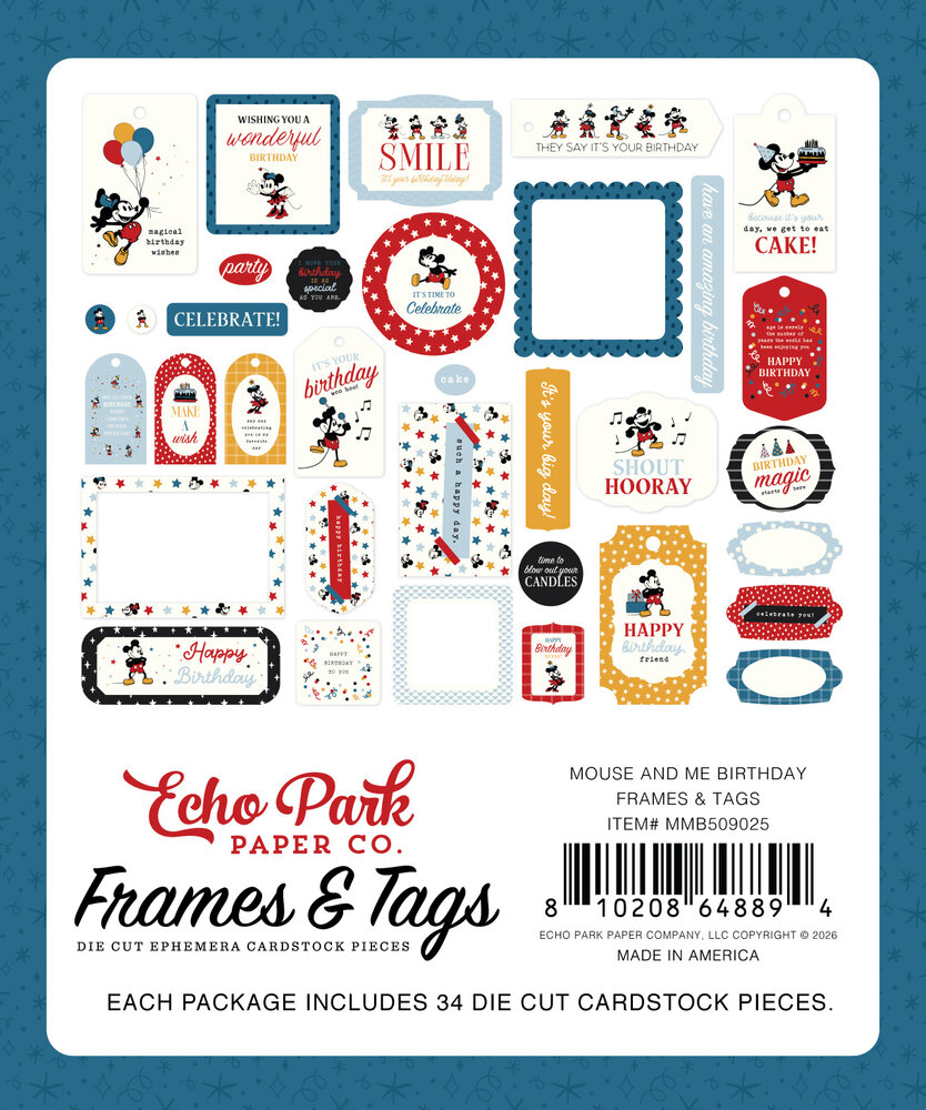 Echo Park Mouse And Me Birthday Frames & Tags (MMB509025)