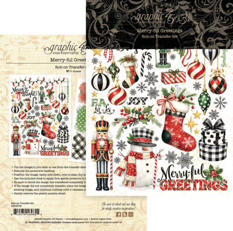 Graphic 45 Merry-ful Greetings Rub-on Transfers (4503279) Graphic 45 Merry-ful Greetings Rub-on Transfers (4503279)