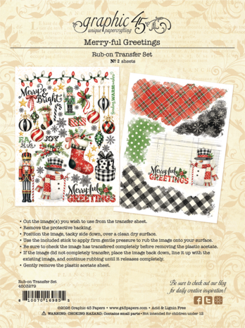 Graphic 45 Merry-ful Greetings Rub-on Transfers (4503279) Graphic 45 Merry-ful Greetings Rub-on Transfers (4503279)