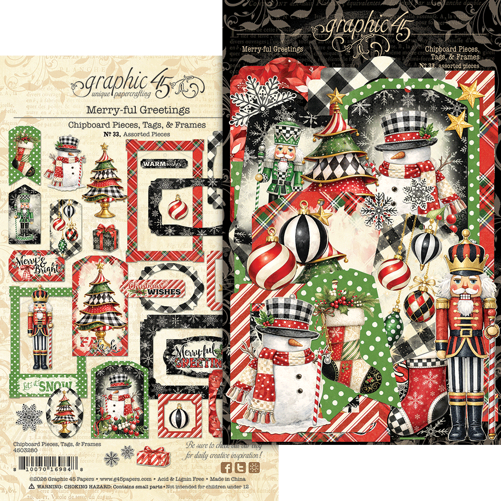 Graphic 45 Merry-ful Greetings Chipboard Pieces, Tags & Frames (4503280) Graphic 45 Merry-ful Greetings Chipboard Pieces, Tags & Frames (4503280)