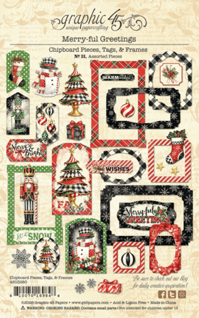 Graphic 45 Merry-ful Greetings Chipboard Pieces, Tags & Frames (4503280) Graphic 45 Merry-ful Greetings Chipboard Pieces, Tags & Frames (4503280)