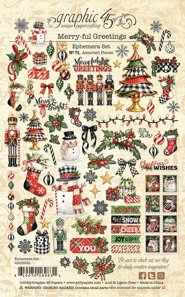 Graphic 45 Merry-ful Greetings Ephemera Set (4503281) Graphic 45 Merry-ful Greetings Ephemera Set (4503281)