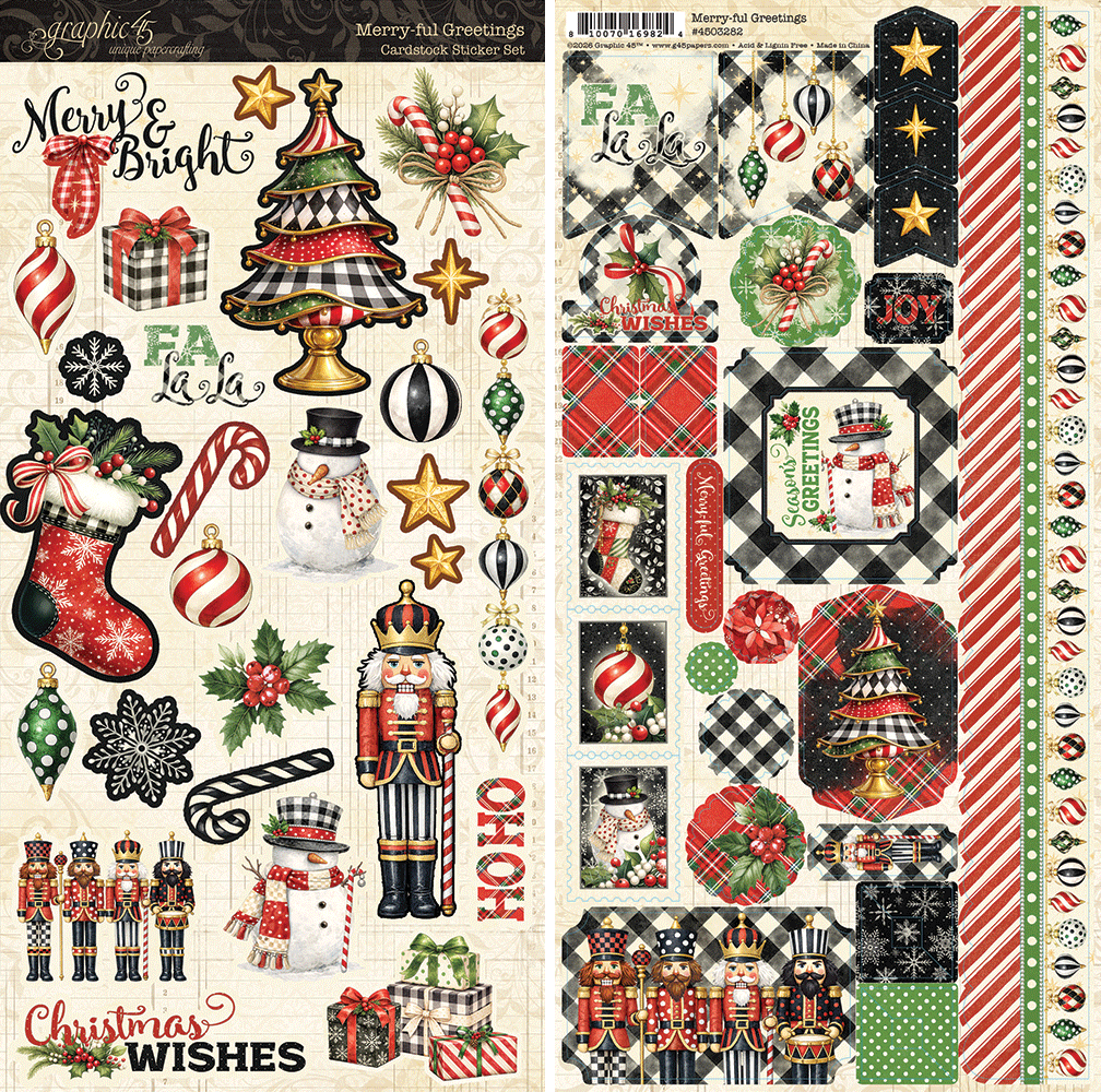 Graphic 45 Merry-ful Greetings Sticker Set (4503282)