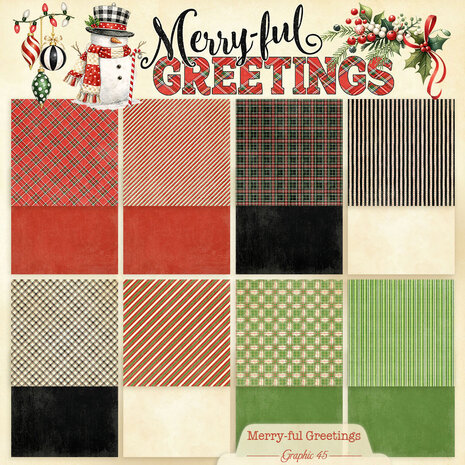Graphic 45 Merry-ful Greetings 12x12 Inch Plaids & Stripes Pack (4503283) Graphic 45 Merry-ful Greetings 12x12 Inch Plaids & Stripes Pack (4503283)