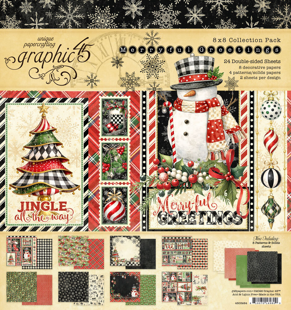 Graphic 45 Merry-ful Greetings 8x8 Inch Collection Pack (4503284) Graphic 45 Merry-ful Greetings 8x8 Inch Collection Pack (4503284)