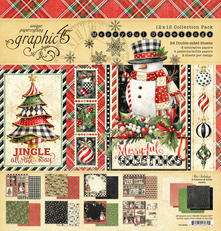 Graphic 45 Merry-ful Greetings 12x12 Inch Collection Pack (4503285) Graphic 45 Merry-ful Greetings 12x12 Inch Collection Pack (4503285)