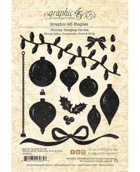 Graphic 45 Holiday Hanging Die Set String Lights, Ornaments, Bows & Holly (4503313)
