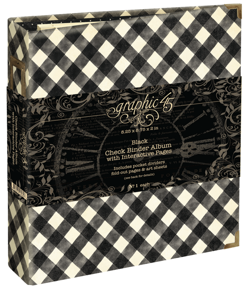 Graphic 45 Check Binder Album with Interactive Pages Black (4503316) Graphic 45 Check Binder Album with Interactive Pages Black (4503316)