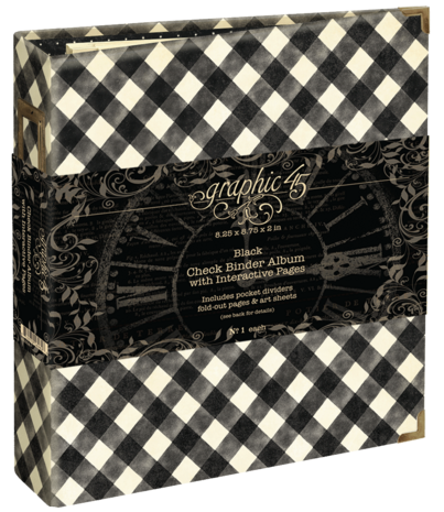 Graphic 45 Check Binder Album with Interactive Pages Black (4503316) Graphic 45 Check Binder Album with Interactive Pages Black (4503316)