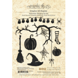 Graphic 45 Halloween Hanging Die Set Ghost Banner, Pumpkins, Spiderweb, Witch Hat & Broom (4503314)
