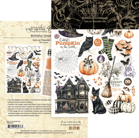 Graphic 45 BOOtiful Greetings Rub-on Transfers (4503302) Graphic 45 BOOtiful Greetings Rub-on Transfers (4503302)
