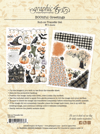 Graphic 45 BOOtiful Greetings Rub-on Transfers (4503302) Graphic 45 BOOtiful Greetings Rub-on Transfers (4503302)