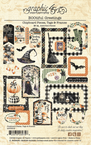 Graphic 45 BOOtiful Greetings Chipboard Pieces, Tags & Frames (4503303) Graphic 45 BOOtiful Greetings Chipboard Pieces, Tags & Frames (4503303)