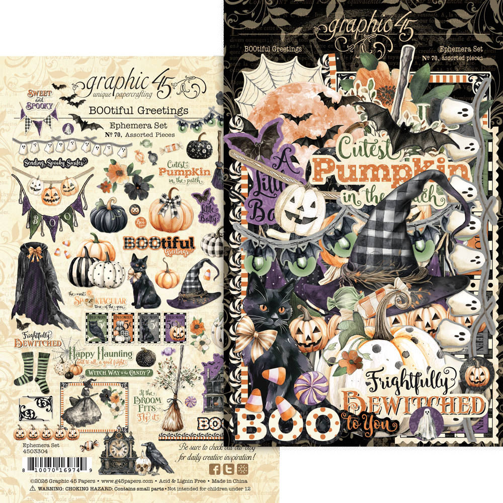 Graphic 45 BOOtiful Greetings Ephemera Set (4503304) Graphic 45 BOOtiful Greetings Ephemera Set (4503304)