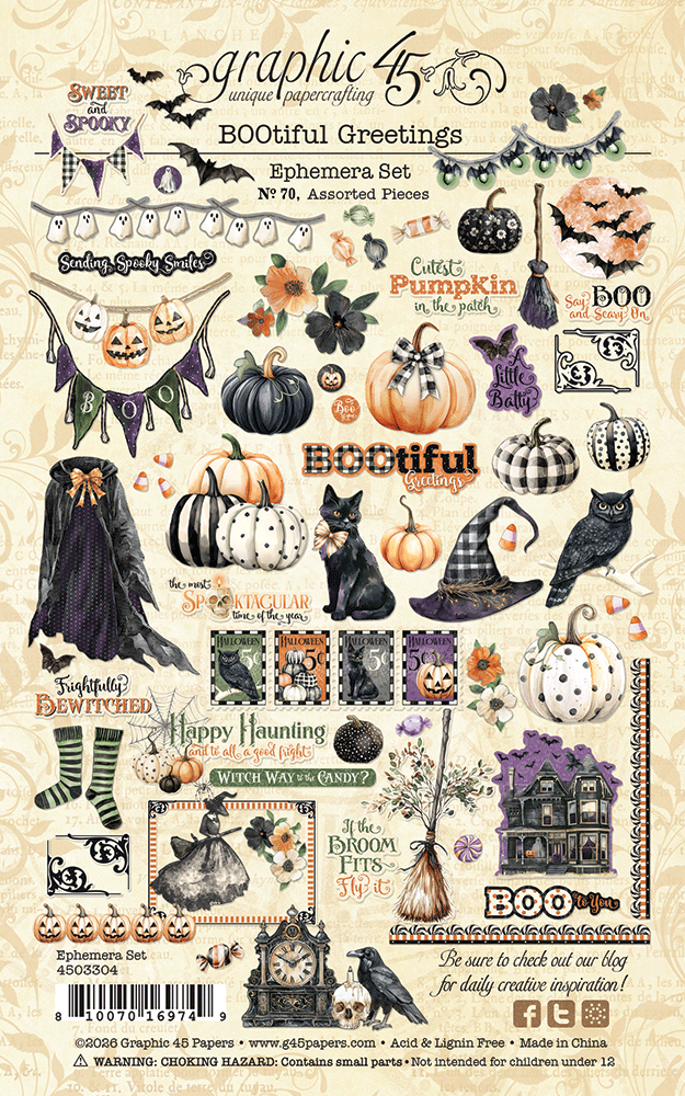 Graphic 45 BOOtiful Greetings Ephemera Set (4503304) Graphic 45 BOOtiful Greetings Ephemera Set (4503304)