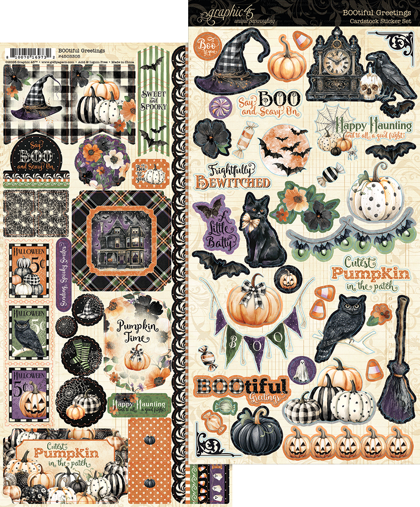 Graphic 45 BOOtiful Greetings Sticker Set (4503305) Graphic 45 BOOtiful Greetings Sticker Set (4503305)