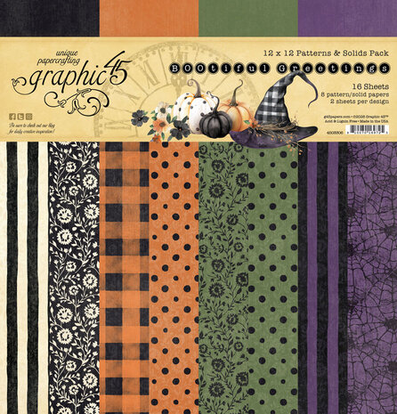 Graphic 45 BOOtiful Greetings 12x12 Inch Patterns & Solids Pack (4503306) Graphic 45 BOOtiful Greetings 12x12 Inch Patterns & Solids Pack (4503306)
