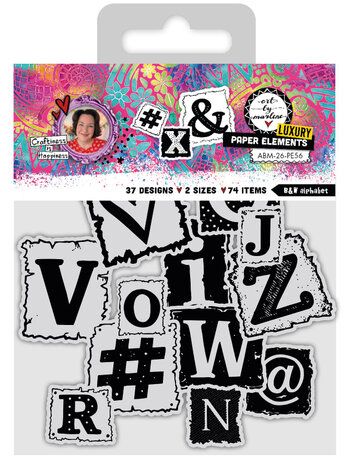 Art By Marlene B&W Alphabet Luxury Paper Elements (ABM-26-PE56) Art By Marlene B&W Alphabet Luxury Paper Elements (ABM-26-PE56)