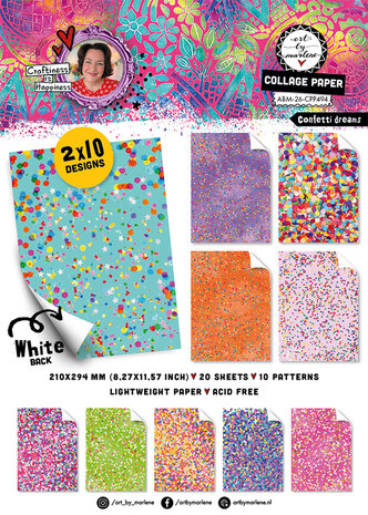 Art By Marlene Confetti Dreams A4 Collage Paper Pad (ABM-26-CPP494) Art By Marlene Confetti Dreams A4 Collage Paper Pad (ABM-26-CPP494)
