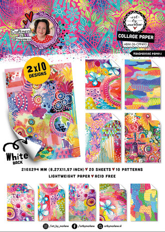 Art By Marlene Handpainted Papers A4 Collage Paper Pad (ABM-26-CPP493) Art By Marlene Handpainted Papers A4 Collage Paper Pad (ABM-26-CPP493)