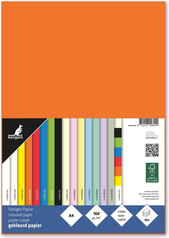 Kangaro KTC Paper A4 160gr Orange Pack (50pcs) (K-0039-055) Kangaro KTC Paper A4 160gr Orange Pack (50pcs) (K-0039-055)