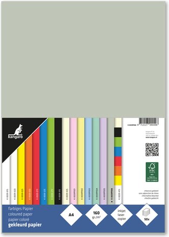 Kangaro KTC Papier A4 160gr Pastel Gris Paquet (50pcs) (K-0039P006) Kangaro KTC Papier A4 160gr Pastel Gris Paquet (50pcs) (K-0039P006)