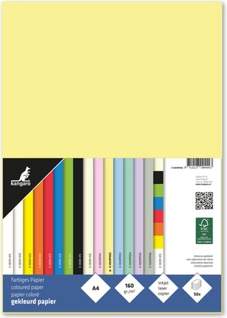 Kangaro KTC Paper A4 160gr Pastel Yellow Pack (50pcs) (K-0039P002) Kangaro KTC Paper A4 160gr Pastel Yellow Pack (50pcs) (K-0039P002)
