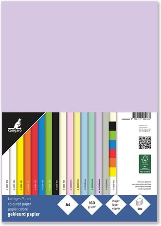Kangaro KTC Papier A4 160gr Pastel Lila Paquet (50pcs) (K-0039P005) Kangaro KTC Papier A4 160gr Pastel Lila Paquet (50pcs) (K-0039P005)