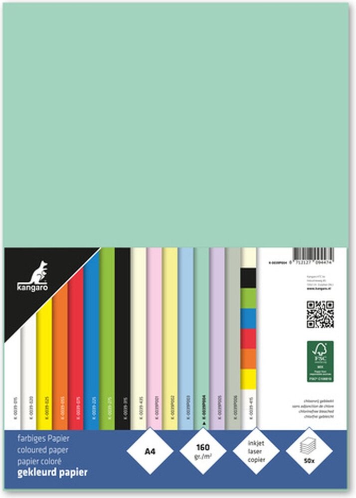 Kangaro KTC Paper A4 160gr Pastel Green Pack (50pcs) (K-0039P004) Kangaro KTC Paper A4 160gr Pastel Green Pack (50pcs) (K-0039P004)