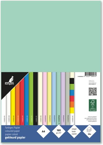 Kangaro KTC Papier A4 160gr Pastel Groen Pak (50pcs) (K-0039P004) Kangaro KTC Papier A4 160gr Pastel Groen Pak (50pcs) (K-0039P004)