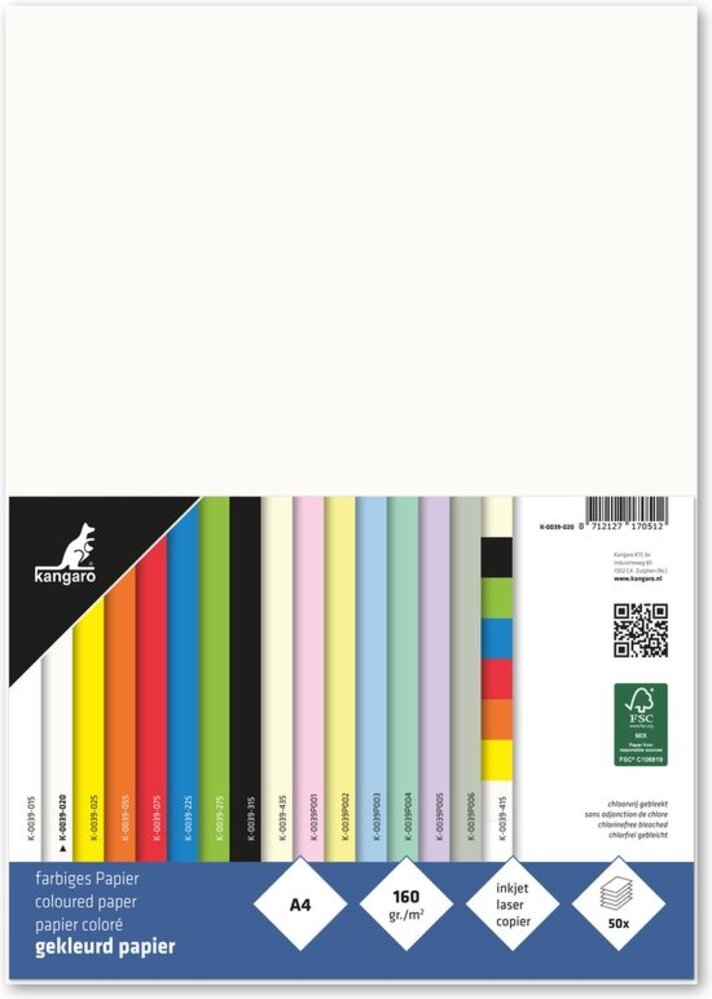 Kangaro KTC Paper A4 160grs Cream White Pack (50pcs) (K-0039-020) Kangaro KTC Paper A4 160grs Cream White Pack (50pcs) (K-0039-020)