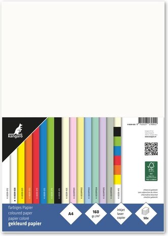 Kangaro KTC Papier A4 160grs Blanc Crème Paquet (50pcs) (K-0039-020) Kangaro KTC Papier A4 160grs Blanc Crème Paquet (50pcs) (K-0039-020)