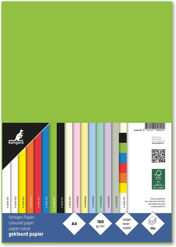 Kangaro KTC Paper A4 160grs Green Pack (50pcs) (K-0039-275)